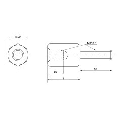Dystans M3 25mm gwint zew/wew